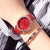香港古欧GUOU女士手表石英表时尚潮流女款手表学生表皮带表腕表(红色 皮带)第4张高清大图