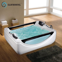 尚雷仕单人按摩浴缸欧式方形简约透明恒温加热冲浪亚克力独立浴盆(白色 双人SPA配置)