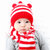 婴儿帽子0秋冬3天小孩条纹毛线帽6-12个月宝宝帽子1-2岁儿童男女(灰色)第4张高清大图