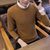 卡郎琪 男士秋冬季新款假两件保暖套头毛衣 韩版衬衫领针织衫假领长袖衬衣带领子上衣潮QCC126-1-850(焦糖色 L)第4张高清大图