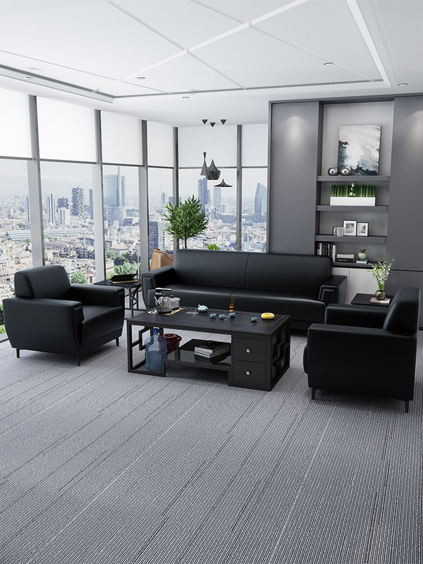 办公室沙发极简现代简约三人休息接待区商务洽谈会客茶几组合套装13