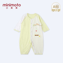 小米米minimoto17春夏新款婴儿衣服竹棉连体连身衣(柠檬黄对襟连身衣 80cm（9-18个月）)