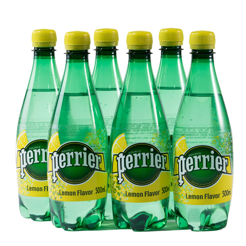 perrier巴黎水500ml6瓶柠檬味含气天然矿泉水塑料瓶国美超市甄选