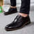商务皮鞋男士皮鞋圆头中跟系带商务鞋透气舒适k023(黑色 41)第4张高清大图