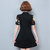 VEGININA V领修身显瘦短袖雪纺印花连衣裙 9512(黑色 4XL)第3张高清大图