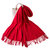 冬季新款女士保暖纯色仿羊绒围巾欧美流苏加长加厚围巾披肩(红色)第2张高清大图