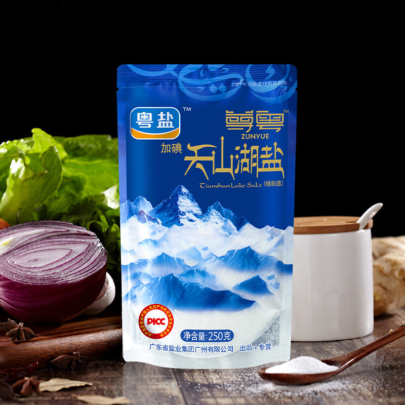 粤盐天山湖盐250g 加碘天然无抗结剂食用盐【图片