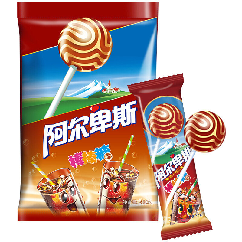 阿尔卑斯香草可乐味硬糖20支装200g儿童糖果经典棒棒糖休闲零食