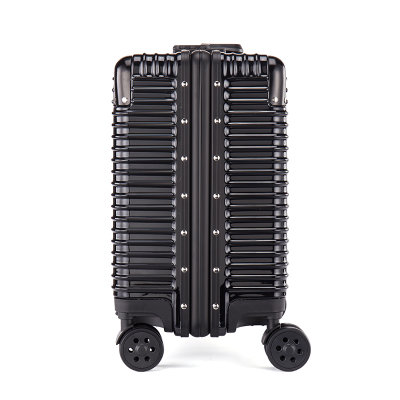丹爵(DANJUE)18英寸铝框拉杆箱 男女通用行李箱登机箱 横条纹万向轮旅行箱 D35(黑色 18英寸)