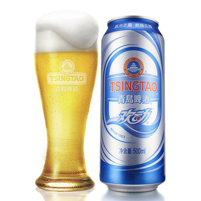 青岛啤酒 欢动啤酒 500ml*12听/箱 德国啤酒风味 企业自营质量保障