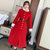 MISS LISA赫本风秋冬毛呢外套女装气质小香风中长款加厚大衣C383(红色 XL)第5张高清大图