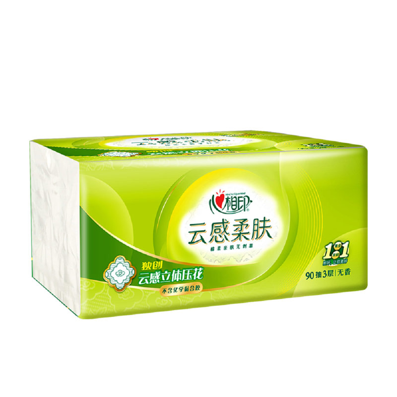 心相印云感系列纸面巾3层90抽24包立体压花