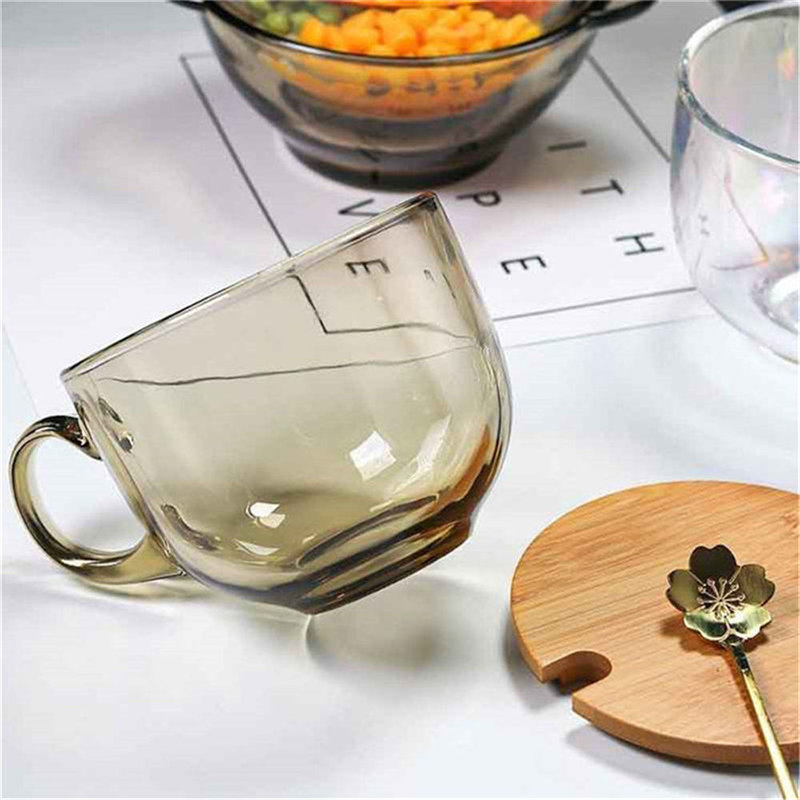 傻宝2只装茶色手柄早餐杯茶色早餐杯2个装耐热玻璃