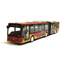 鸭小贱1:18加长双节公交车巴士四开门回力声光合金车模型玩具礼物80211A(红色)