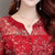 VEGININA 短袖圆领印花缕空上衣雪纺衫 9724(红色 M)第4张高清大图