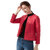 女款轻薄短款修身羽绒服大衣保暖内胆圆领外套韩版显瘦上衣6827(红色 XXL)第3张高清大图