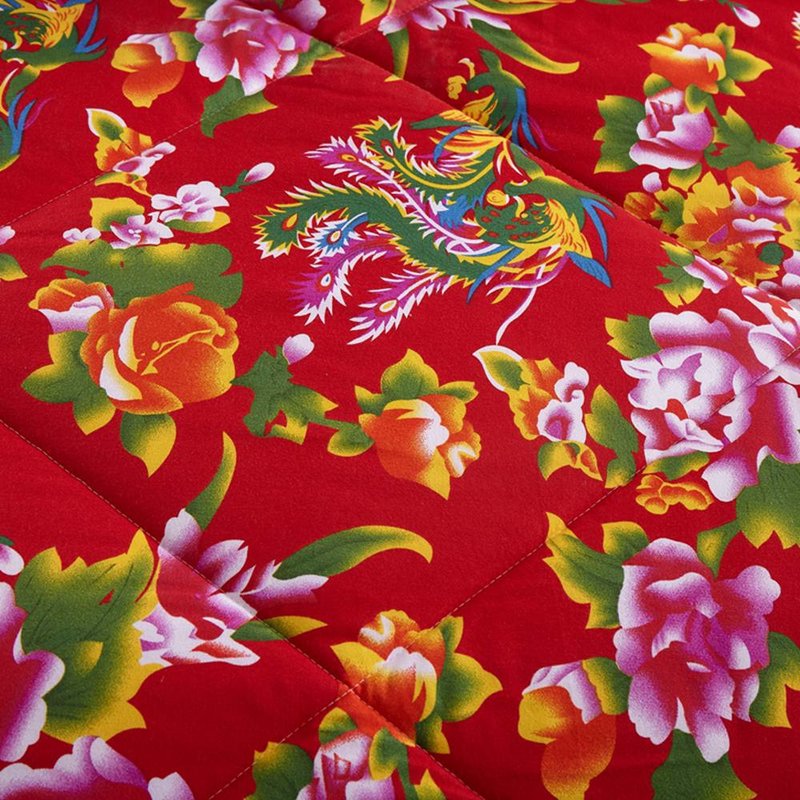 北极绒冬被 东北大花被炕被子羽丝绒被200*230cm红 仿古设计