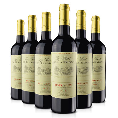 法国进口红酒 波尔多bordeaux佳梦aoc干红 红葡萄酒 整箱750ml*6
