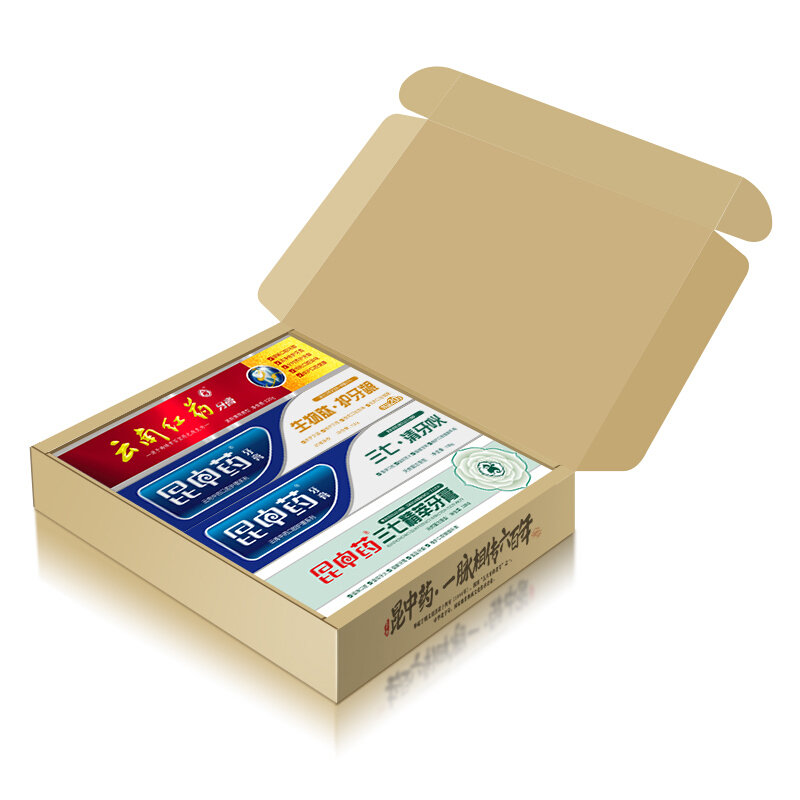 昆中药云南红药牙膏红白护理家庭装480g(红药120g 生物肽120g 清牙吙