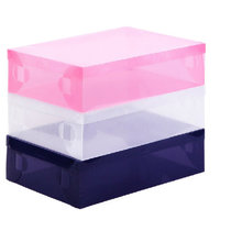 5只透明水晶塑料鞋盒短靴盒 鞋子收纳盒(白色)