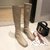 SUNTEK2021年冬季新款方头长筒靴瘦瘦马丁靴加绒骑士靴中跟女靴子女鞋子(39 棕色 绒内里)第7张高清大图