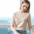 MISS LISA中袖t恤女装立体条纹五分袖体恤纯色气质圆领上衣AL301867(白色 M)第3张高清大图