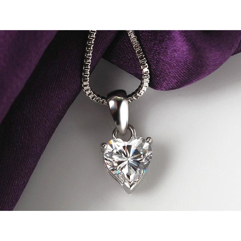 瑞歆宝(ruixinbao)z52心型钻925银镀白金项链
