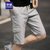 Romon/罗蒙短裤男宽松直筒纯棉青年夏季薄款休闲五分裤(灰色 XL)第2张高清大图