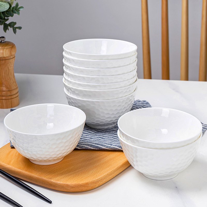 景德镇骨瓷碗家用套装白色饭碗米饭碗面碗陶瓷碗吃饭餐具白瓷碗45英寸