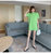 洋气宽松韩版中长款印花上衣潮裙CX1722(绿色 M)第3张高清大图
