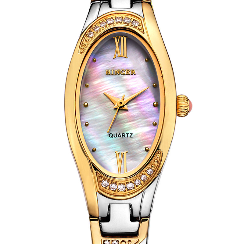 宾格(binger)手表女表石英表时尚手表精钢女士手表气质镶钻