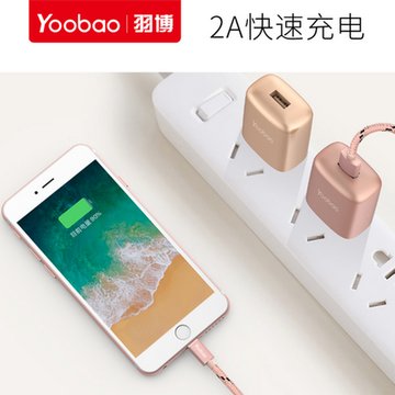 羽博2a手机充电器头快速充通用苹果安卓usb插头iphone 6s三星小米华为荣耀魅族努比亚红米手机充电器(2A快充版)