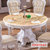 永旭家具 欧式餐桌椅组合天然大理石餐桌餐厅实木桌椅圆桌子(1.50米一桌六椅(豪华))第4张高清大图