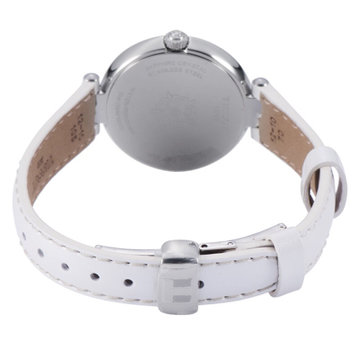 天梭/Tissot瑞士手表 弗拉明戈系列 石英皮带女士手表T094.210.16.011.00(银壳白面白带 皮带)