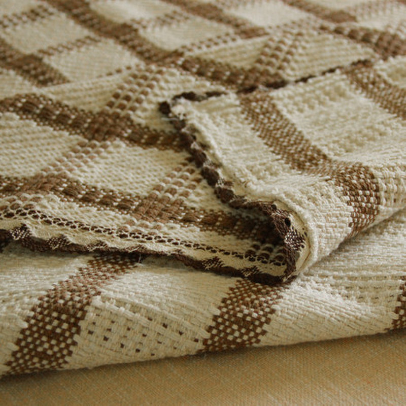 富居编织沙发套沙发巾006sfd沙发垫 (咖色田格 90*150cm)