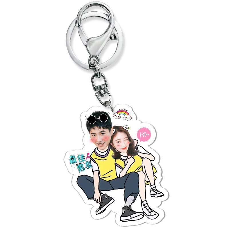 情侣钥匙扣定制diy卡通照片订做ins图片创意礼物包包挂件女单人模板