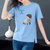 【灵薇雅】夏季韩系100%纯棉小女孩卡通印花宽松圆领短袖T恤衫D7263(天蓝色 XXXL)第4张高清大图