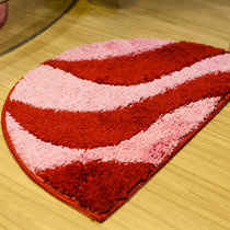 木儿家居 地垫半圆可机洗吸水防滑地毯 脚垫厨房卫生间进门垫(一丝涟漪（红色款） 40*63cm)