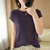 2021夏季新款新款女士套头打底衫时尚百搭纯棉针织T恤提花短袖(紫罗兰 XL)第2张高清大图