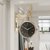 北欧双面挂钟现代简约轻奢大气钟表时尚客厅家用个性创意石英挂表(12英寸（直径30.5厘米） HZXUV7937-30皮革立体字镀金)第2张高清大图