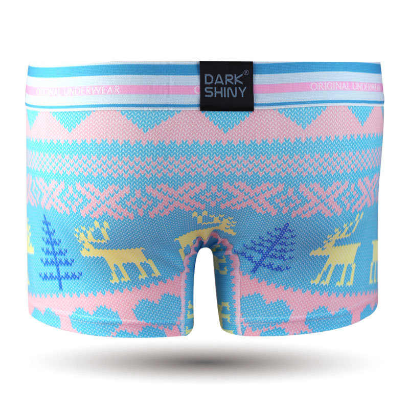 darkshiny 运动休闲精棉 波西米亚风情 男式平角内裤「moco40」(蓝色