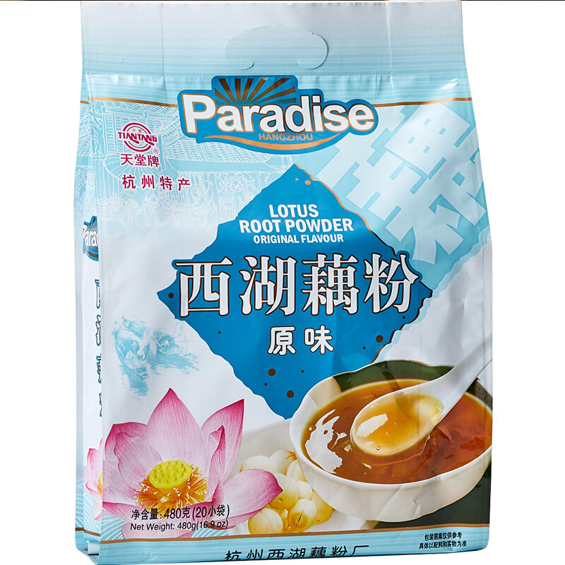 天堂西湖藕粉原味含糖即冲即食速溶早餐代餐粉杭州特产480g袋装佳藕润
