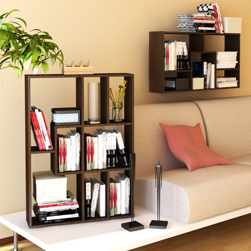 慧乐家魔方五格挂墙柜 时尚收纳架 横竖两用展示柜 深浅双色11073