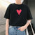 【朵梵语】2019年夏季新款韩版宽松印花短袖t恤女学生修身显瘦T恤(黑色 XL)第4张高清大图