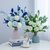 地中海简美桌面陶瓷花瓶蓝白色仿真花艺尤加利桉树叶绣球套装摆件(蓝色花束)第4张高清大图