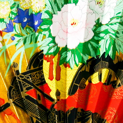 日本直采 京都传统产业交流中心京扇子四季花车装饰扇（附带竹架））