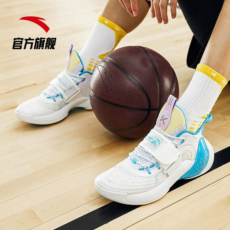安踏篮球鞋水花3网面透气缓震学生男子实战球鞋水花三代43白国美超市