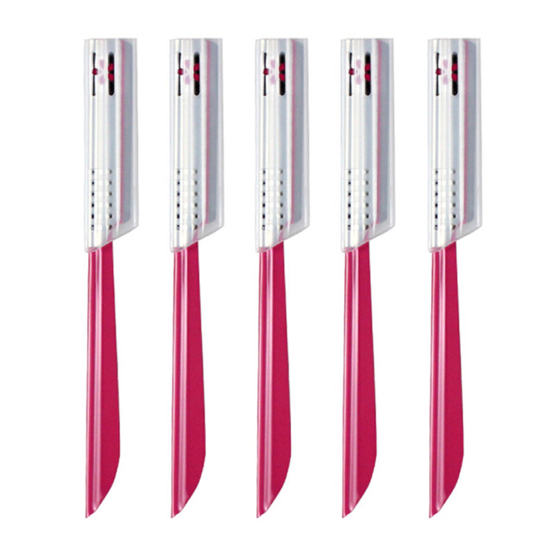 贝印铁质安全修眉刀5支装红色锋利耐用安全