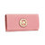 MICHAEL KORS 迈克·科尔斯 MK 圆牌logo女士钱包 荔枝纹头层牛皮女士钱夹 38S1CFTE1L(浅粉色)第2张高清大图