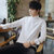 森雷司衬衫男士长袖春季韩版休闲潮流薄款衬衫(白色 M)第4张高清大图
